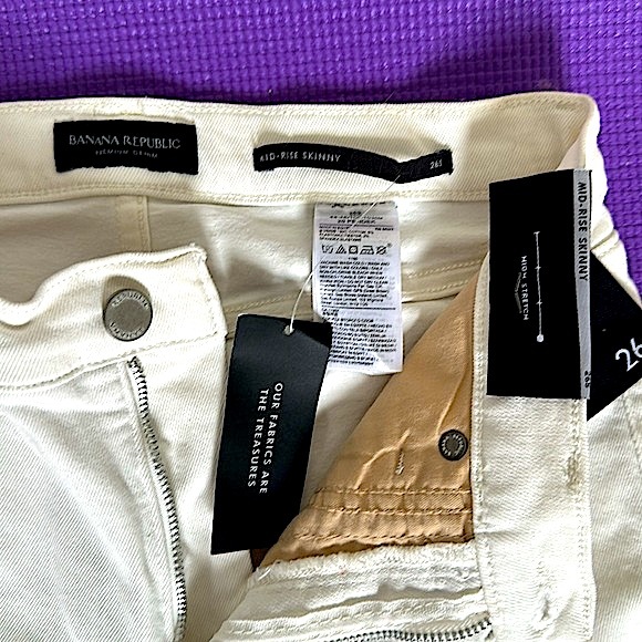 NWT! Banana Republic Mid Rise Skinny Ankle Off-White Jeans - Picture 8 of 8